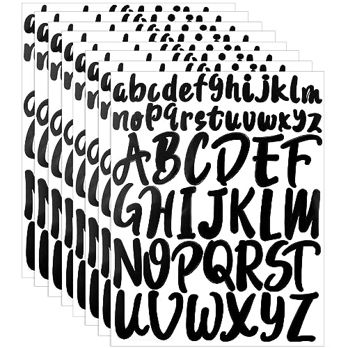 Hoxfly Pegatinas de Letras Adhesivas, 8 Hojas Letras Decorativas Stickers, 2,5cm5cm Letras Adhesivas Pegatinas, Calcomanías Letras Impermeables, Pegatinas Alfabeto A a Z, Negro Pegatina Letras Grandes