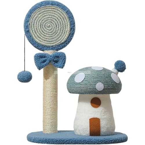 キャットタワー ミニキャットタワー キノコ かわいい 低く立つ爪とぎポストペット用品 リビングルーム オールシーズン対応 無料のおもちゃ付き 落下防止 省スペース 、 猫が遊べる小さなキャットタワー 天然麻ロープ 組み立て簡単 寝室、オフィス用の猫用爪とぎ