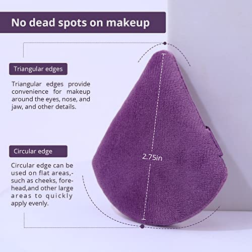 Beakey 5Pcs Triangle Powder Puff Set - Soft Makeup Powder Puffs For Flawless Application, Versatile Use Boun Boun Sponges With Liquid & Powder Products, Durable & Easy-To-Clean, Purple #TOP1