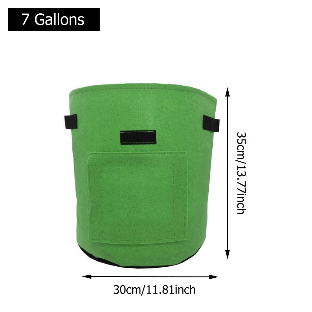 Bolsas de Cultivo de Patatas, 4 Paquetes de 7 galones, 10 galones, Bolsas de Cultivo de Tomates, macetas, Bolsas para Plantas, Bolsa de Cultivo de Verduras de jardín (7 GALLONS Green)