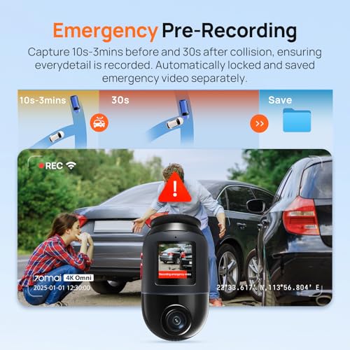 70mai Dash Cam 4K Omni, Front Rear 4K+1080P HDR Dash Cams for Cars with STARVIS 2 IMX678, Night Vision, Parking Mode, Voice Control, 4G LTE, Motion Detection, 5GHz WiFi 6, APP Control, 128GB SD Card - Image 7