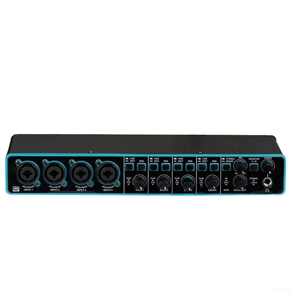 Interfaccia audio USB professionale Scheda audio 4x4 con preamplificatore microfono per registrazione in studio Mixer portatile ABS per musicistiNero