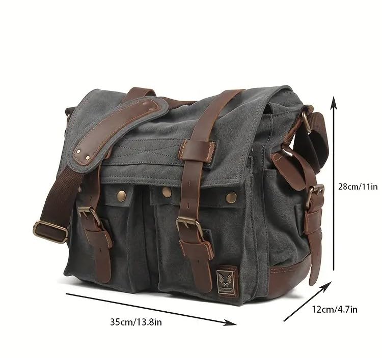 Vintage Canvas Messenger Bag with Straps Retro Style, Travling Bag, Casual Carryall, Vintage Canvas Bag3