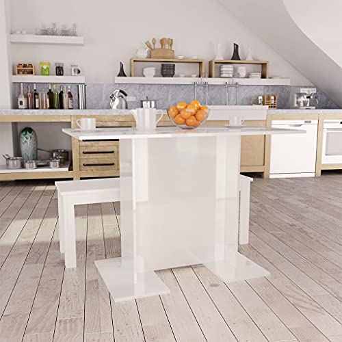 Vidaxl Dining Table Home Indoor Kitchen Dining Room Living Room Office Dinner Dinette Table Desk Furniture High Gloss Black Engineered Wood #TOP1