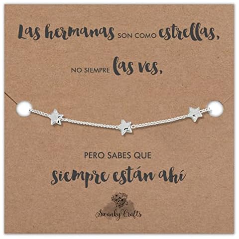 Swanky Crafts Pulseras para Mujer - Pulsera de Mujer Con Estrellas en Plata - Brazalete Mujer Ideal Regalo de Aniversario y Regalo Cumpleaños Hermana - Regalo Hermana - Regalo para Mujer con Tarjeta Cover
