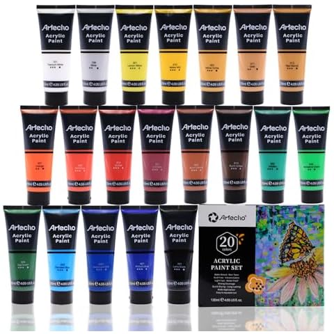 Artecho Acrylic Paint Set, 20 Colors (120ml / 4.05oz) Cover