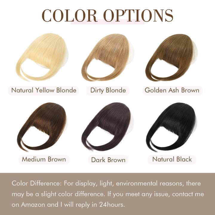 Miniatura 7 de REECHO Flequillo con clip, 100% cabello humano real, 3 clips seguros en corte romo, flequillo francés, flequillo natural grueso de volumen falso con