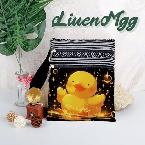 Rubber Duck Messenger Bag Small Ethnic Pattern Printed Adjustable Strap Crossbody Zipper Bag Rubber Duck Phone Bag Wallet Cute Shoulder Handbag for Women Friends -1 - Image 6