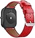 Produktbild Gransho Uhrenarmband 20mm 22mm, Lederarmband Ersatz-Watch Armband mit Edelstahl Metall Schließe für Herren Damen (22mm, Rot)