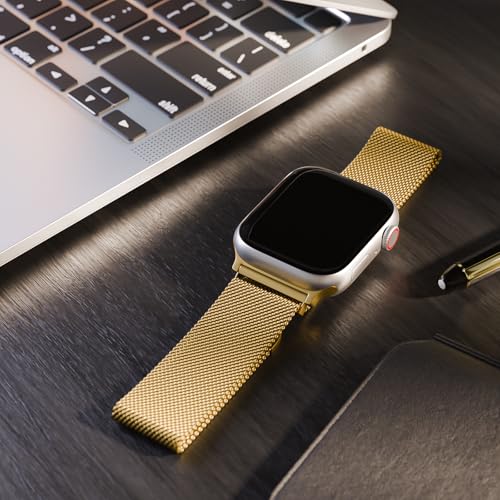 Image of Magnetic Mesh Metal Compatible with Apple Watch Band 49mm 46mm 45mm 44mm 42mm 41mm 40mm 38mm Men and Women, Stainless Steel Loop Clasp Replacement for iWatch Bands Ultra Series 10 9 8 7 SE 6 5 4 3 2 1