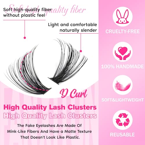 Image of FANXITON DIY Lash Extension Kit 40D D Individual Lashes Lash Clusters Kit Cluster Lashes Lash Bond and Seal and Lash Tweezers for Lash Clusters Kit DIY at Home