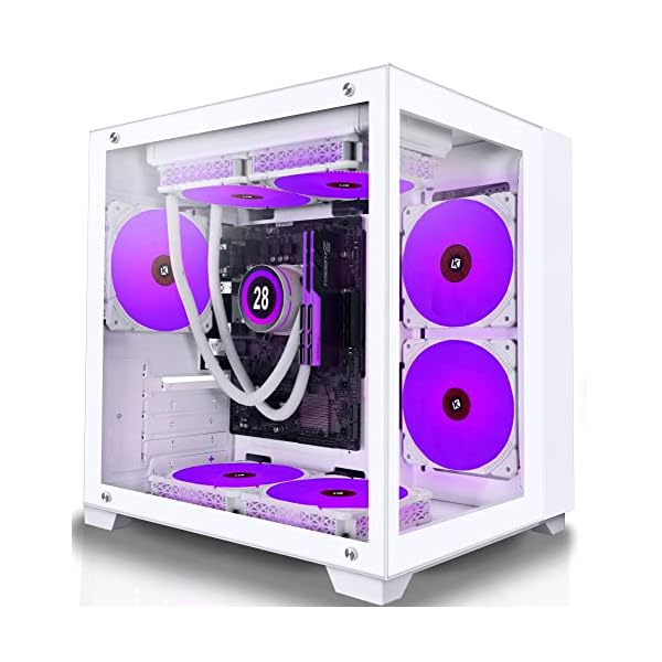 KEDIERS PC Gehäuse- Mini Mid-Tower Computer Gaming Gehäuse,mit 7 ARGB-Lüftern, C770，Weiß – Bild 3