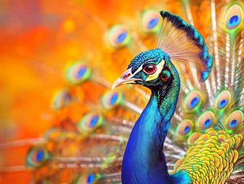 Kit de pintura por numeros adultos lienzo DIY manualidades adultos 60 x 80 cm pavo real animal