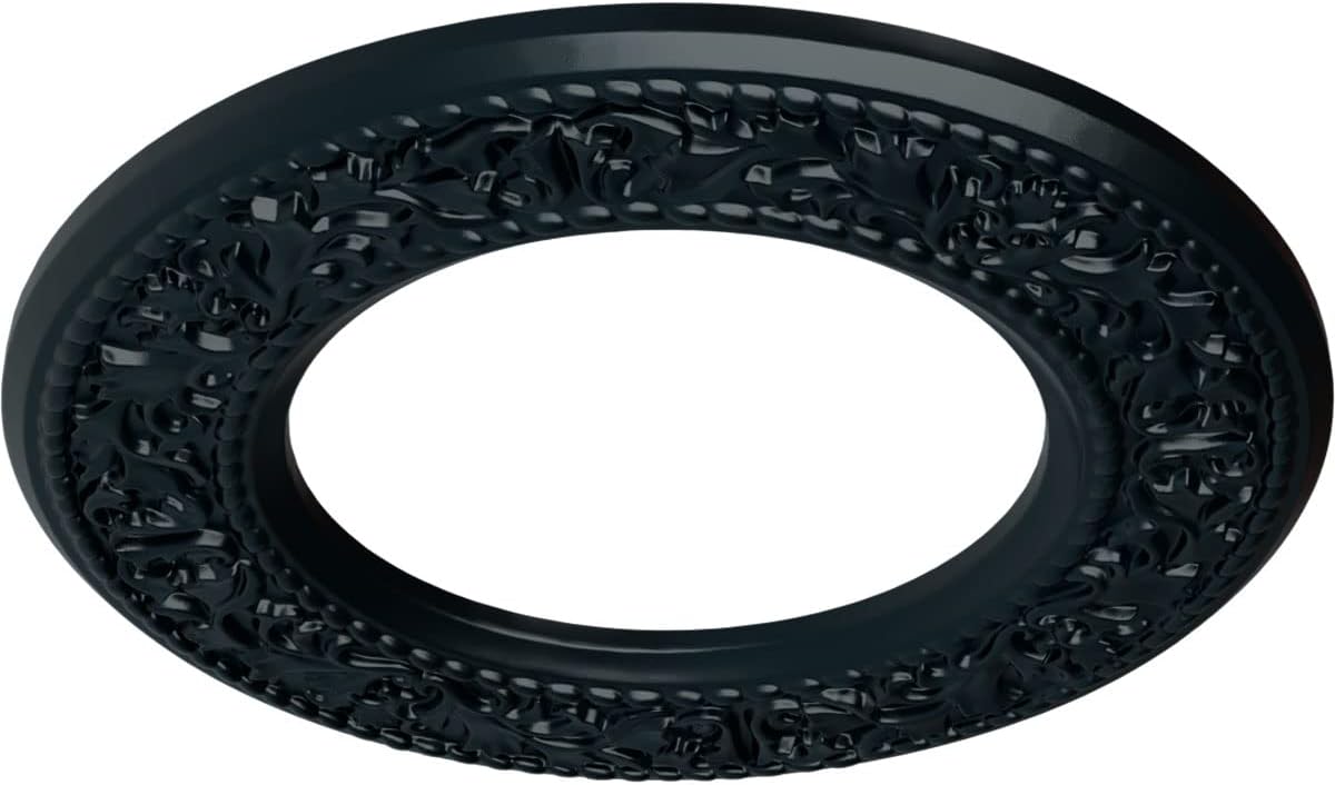 Ekena Millwork CM13BLNSF 13 3/8"OD X 7 1/2"ID X 3/4"P Jet Blackthorn Ceiling Medallion Fits Canopies Up to 7 1/2", Night Shade