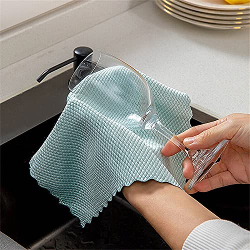Shiny Wipes Cleaning Cloths, Shiny Wipes Microfiber Glass Cleaning Fish Scale Cloth, Streak Free - Lint Free Multicolor Kitchen Cleaning Towels Reusable (11.8 * 11.8 Inch, 10Pcs Mixed Color) #TOP1