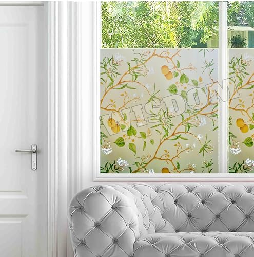 Image of WISDOM Lupin Flower Window Glass Frosted Film Sticker for Home /Office Decorative Film 24x75