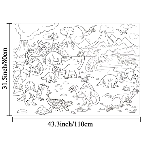 Image of Dinosaur Giant Coloring Poster for Kids Large Coloring Tablecloth Drawing Roll Paper Books Sheets Page Huge Table Cover Art Crafts for Wall Classroom Home Gift Birthday Party Supplies Decoration