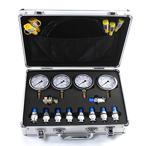 SINOCMP Hydraulic Test Gauge Kit 100/250/400/600 Bar 4 Gauges 3 Test