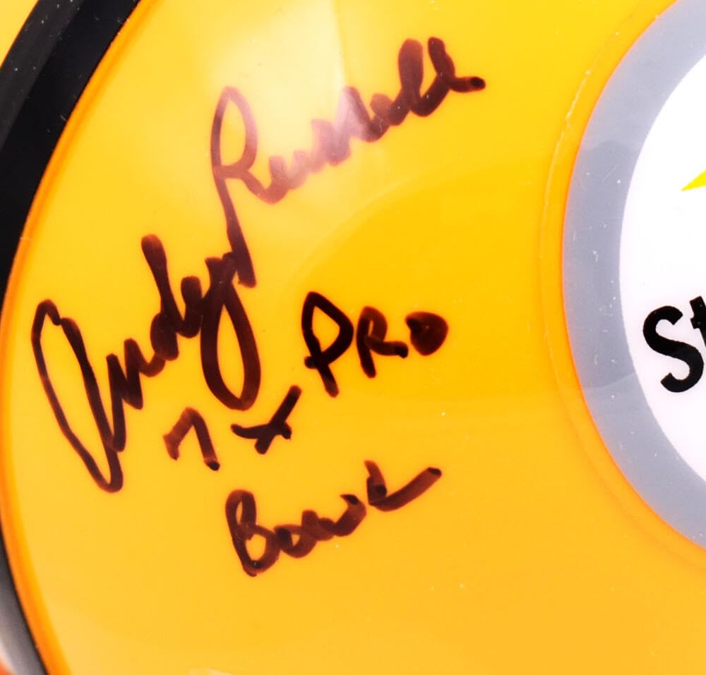 Ham Lambert Russell Autographed Steelers 62 Mini Helmet-Beckett W Hologram Silver