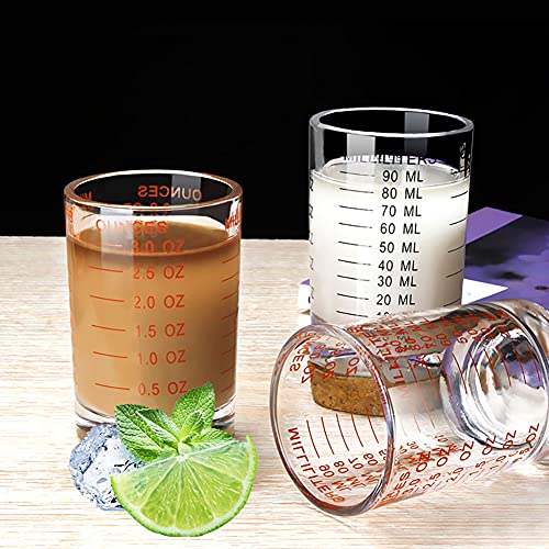 Vaso medidor 90 ml 2 piezas de vidrio grueso miniatura 5