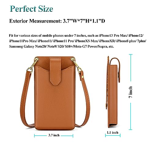 Peacocktion Small Crossbody Cell Phone Purse For Women, Lightweight Mini Shoulder Bag Wallet With Credit Card Slots (Brown) #TOP3