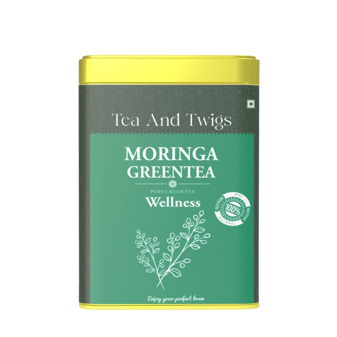 Tea And Twigs | Moringa Green Tea- 15 Pyramid Tea Bags (30 Grams) | 100% Pure Ingredients- Moringa leaves And Green Tea | Immunity Booster | Superfood Medicinal Tea