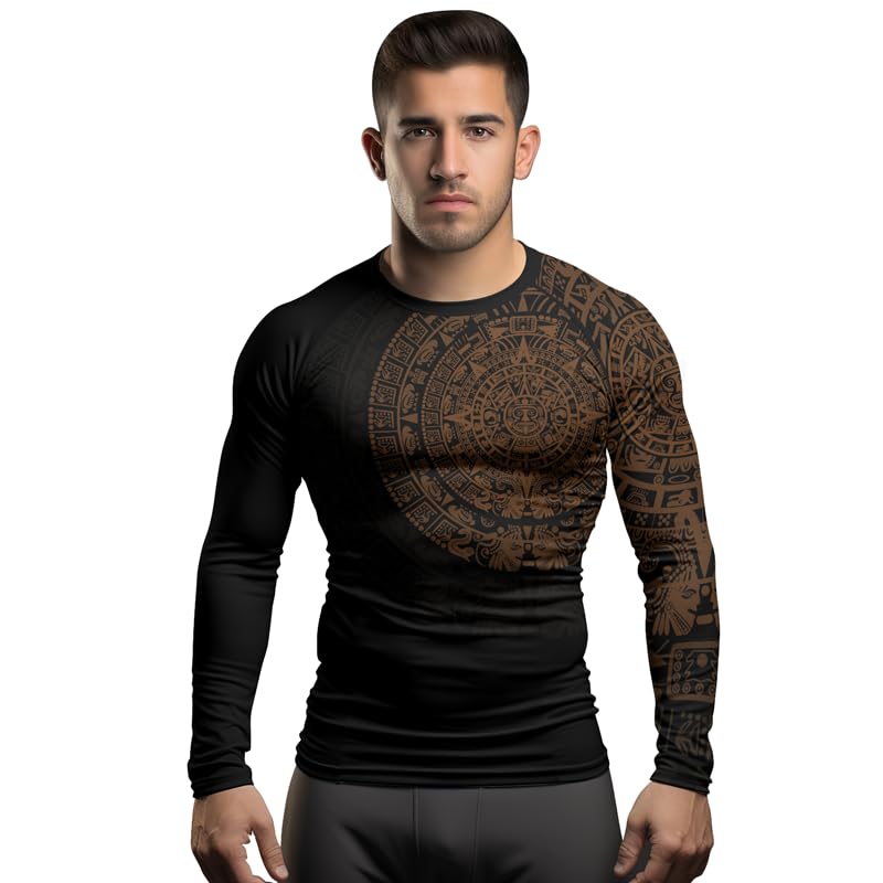 Aztec Ranked Long Sleeve Rash Guard Men's Baselayer Compression Shirt for MMA BJJ Jiu Jitsu4