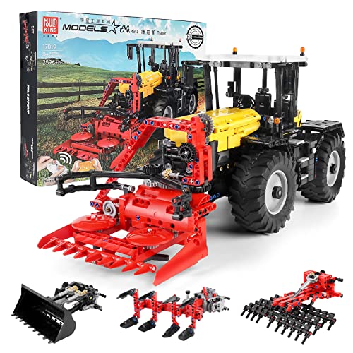 SHHFWU 17019 Technik Traktor, Ferngesteuertes LKW-Modell,Technologie Engineering Serie 4-in-1 Traktormodell, Klemmbausteine Bausatz Cover
