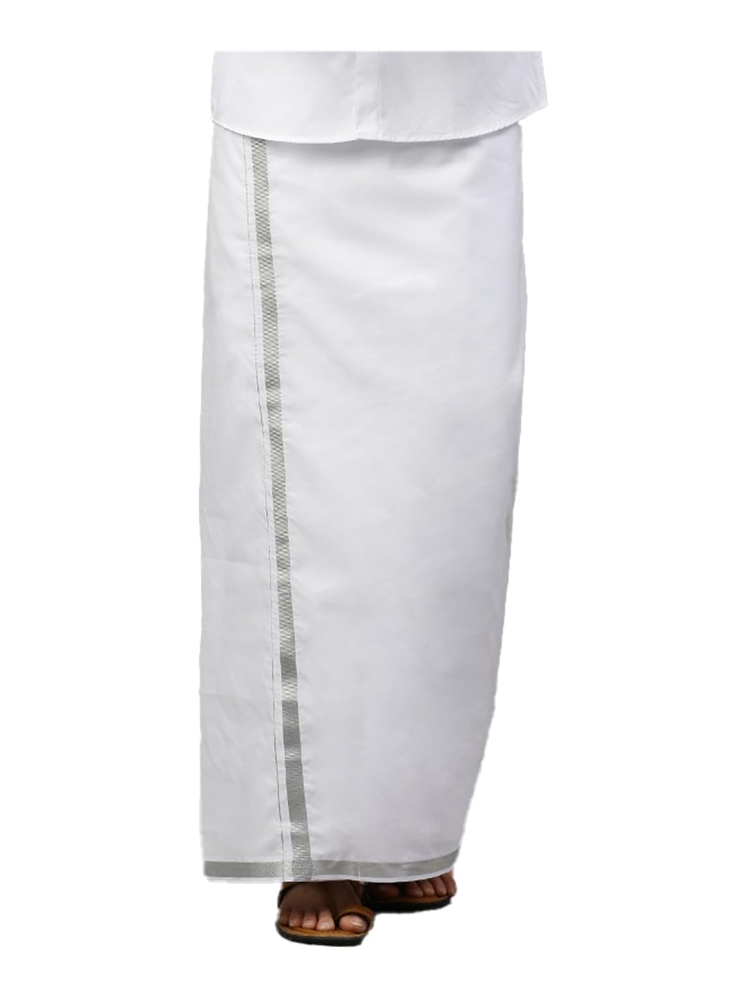 RAMRAJ Mens Cotton Solid Dhoti with Border-image-23