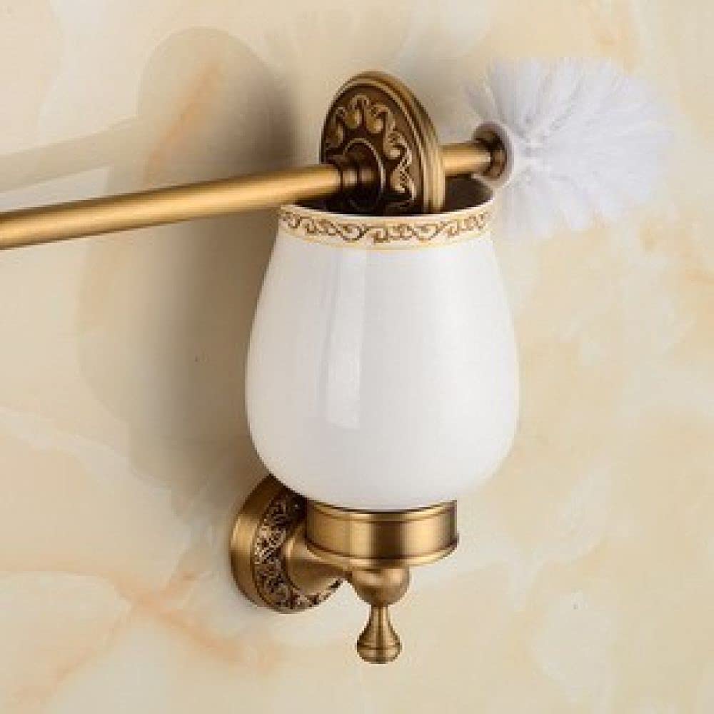 LCANALLYMS Wall hooks, Coat Hook Bathroom Hooks Solid Brass Accessories Set Robe Paper Holder Towel Bar Soap Basket Sets(Toilet Brush Holder)