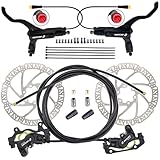 CooMeng Zoom HB876E 2-PIN 4-Pistons E-Bike Electric Power-Off Hydraulic Brake Set with 180mm Rotors, Pre-Bled Hydraulic Disc Brake Caliper Lever for eBike (Included Mounting Adapter) - Black