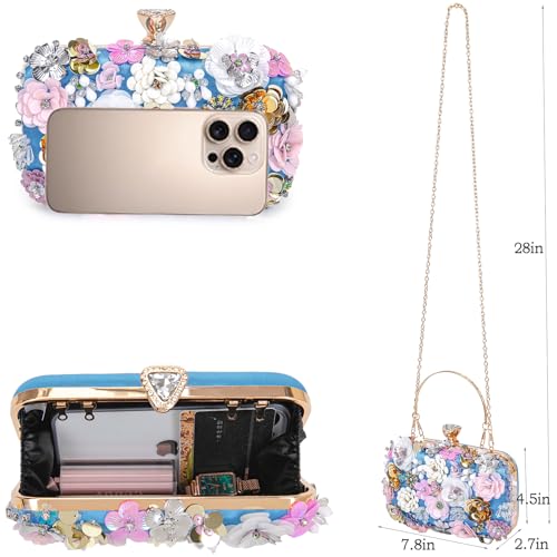 Image of BBTT.ful Women Clutches Flower Evening Handbag Chain Strap Shoulder Bag handbag Wedding bag purse