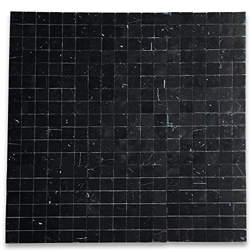 Stone Center Online Nero Marquina Black Marble 2X2 Square Mosaic Tile Honed Kitchen Bath Wall Floor Backsplash Shower (1 Sheet) #TOP1