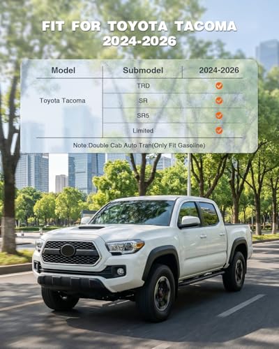 Image of Floor Mats for Toyota Tacoma 2024 2025 2026 Double Cab Auto Tran(Not fit Hybrid), 4th Gen for TRD /SR /SR5 /Limited Anti-Slip Full Coverage All Weather TPE Car Liners with Door Sill Guards