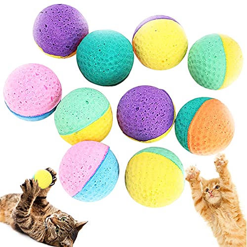 BIPY Lot de 20 balles en latex en mousse pour chat – Jouets interactifs colorés d'intérieur à mâcher pour chatons – Couleur aléatoire (4 cm)