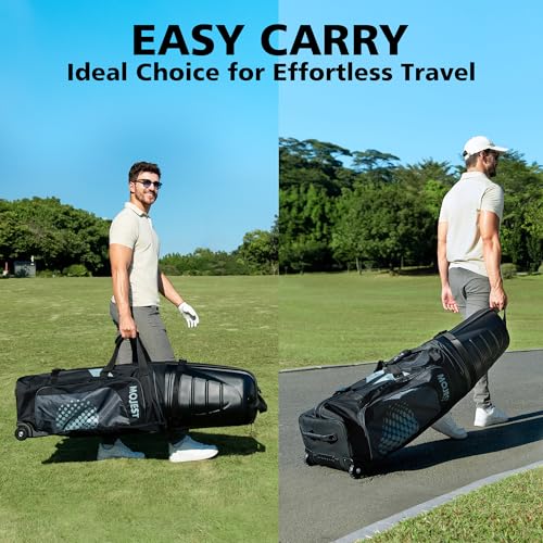 Image of Golf Travel Bags for Airlines with Wheels, Hard Case Top and 1680D Heavy Duty Oxford Protect Golf Clubs, Lightweight and Easy to Maneuver
