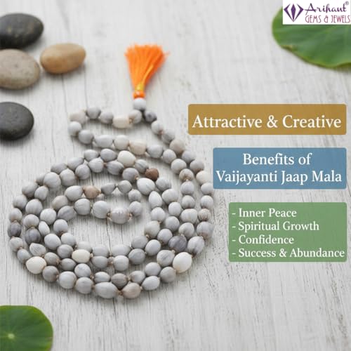 Image of Arihant Gems & Jewels Original Vaijayanti Jaap Mala 108+1 Beads | Natural Vaijanti Mala for Mantra Chanting, Meditation & Pooja | Spiritual Japa Mala Necklace for Men & Women | Krishna Bhakti Prayer Mala.