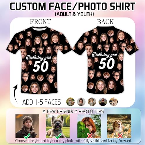 Custom T Shirt for Men Women Personalized Funny Face Shirt with Faces on Them Customized Unisex T-Shirt Design Your Own2