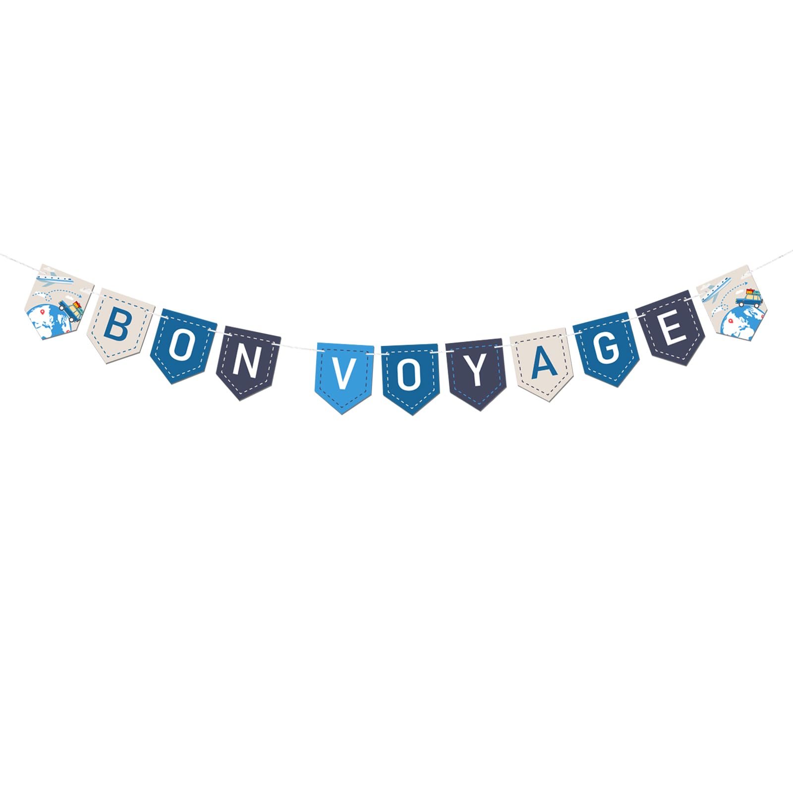 INNORU Bon Voyage Banner, Moving Away Party Decorations, Going Away Party Colorful Banner Graduation Retirement Party Backdrop Decor Supplies, Travel Photo Props