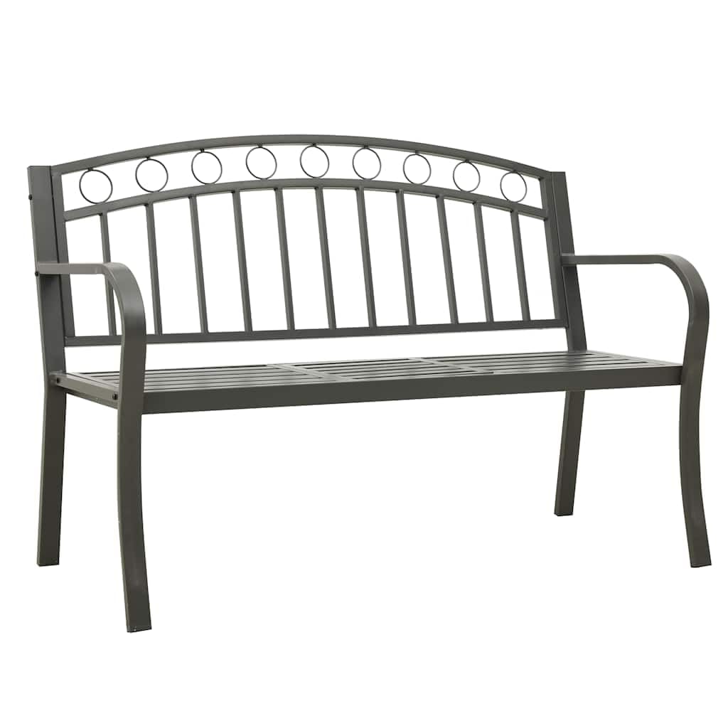 Gartenbank mit integriertem Tisch, Stahl 120x51x81 cm, Grau, Balkon Terrasse Garten, platzsparend