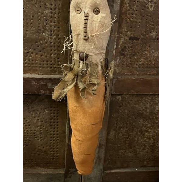 Primitives supplies for grubby primitive rustic easter bunny in carrot tea stained stump doll 22 large for holiday kitchen farhouse home decor  urban country home decor