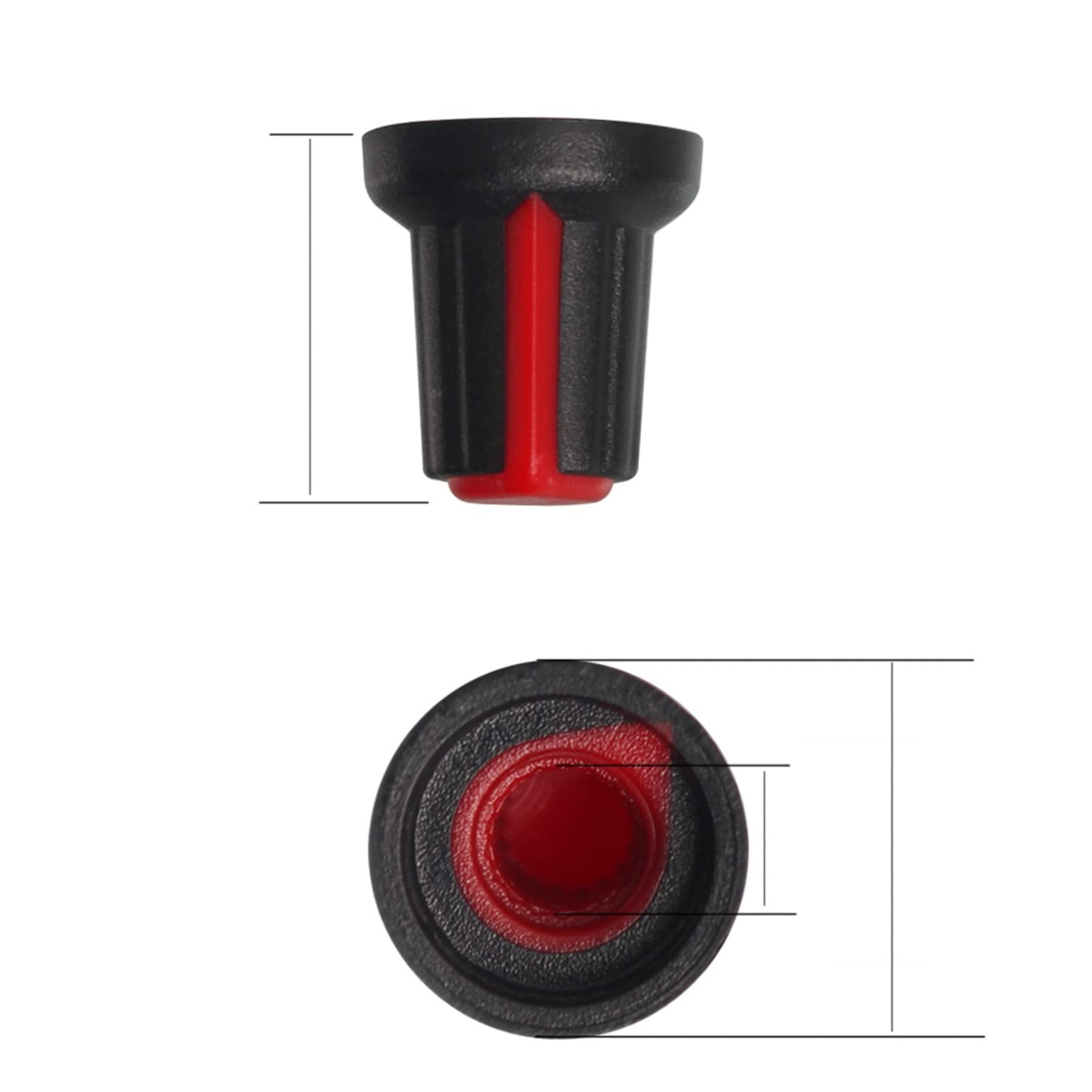 Accesorios de bricolaje Juego de 5 potenciómetros cónicos giratorios lineales WH148 de 15mm, 3 pines, 1K-1M Ohm, eje de resistencias variables con arandelas, tuercas y perillas rojas AG2 (Size : 1K O