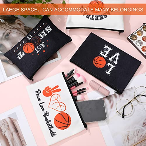 Moukeren 18 Pcs Basketball Gifts Basketball Makeup Bag Accessories Funny Travel Bags for Teen Cosmetic Zipper Pouch for Team Players Lover, 8.27 x 5.12 Inch 7