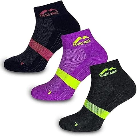 More Mile Preventer 3 Pack Double Layer Womens Running Socks Anti Blister Cushioned Anklet Cover
