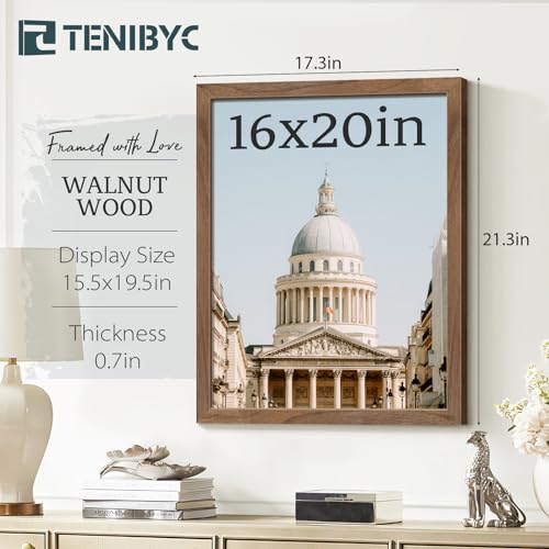 16x20-Poster-Frame-3-Pack-with-HD-Glass-Brown-Walnut-Natural-Solid-Wood-Picture-Frame-Wall-Gallery-Frame