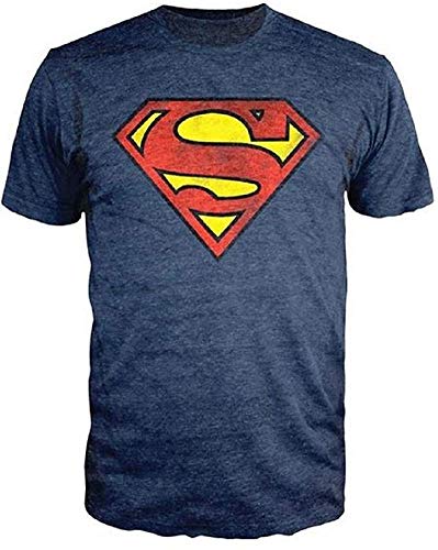 Bioworld Superman Logo Shield Heathered Navy T-Shirt (Medium)