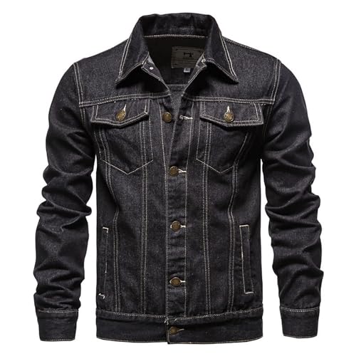 Generic Button Down Jean Jacket for Men Classic Fit Lapel Collar Bomber Jacket Casual Long Sleeve Trucker Style Denim Jackets3
