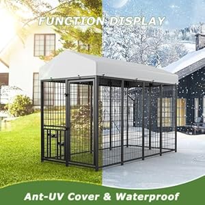 Large Dog Kennel Outdoor Pet Pens Dogs Run Enclosure Animal Hutch Metal Coop Fence with Roof Cover