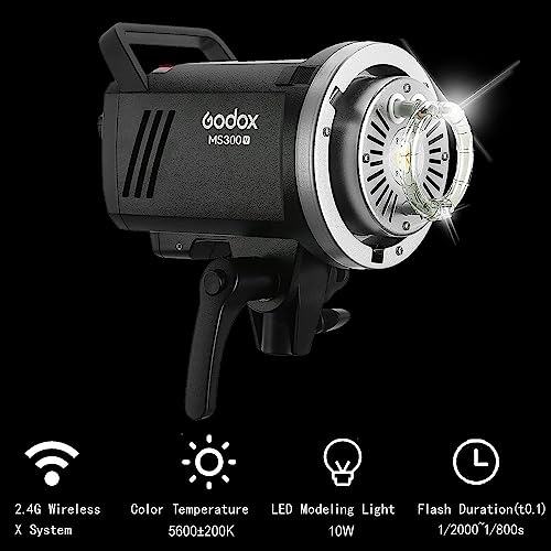 Ficha técnica Godox MS300V Luz de Flash de Estudio Mejorada de 300 W 2.4G X-System GN58 0.1-1.8 s Tiempo de Reciclaje luz de Flash de 5600 ± 200 K con lámpara de Ajuste LED de 10 W Soporte Bowens para Retratos - Fernando Cortés Ficha técnica Godox MS300V Luz de Flash de Estudio Mejorada de 300 W 2.4G X-System GN58 0.1-1.8 s Tiempo de Reciclaje luz de Flash de 5600 ± 200 K con lámpara de Ajuste LED de 10 W Soporte Bowens para Retratos - Fernando Cortés