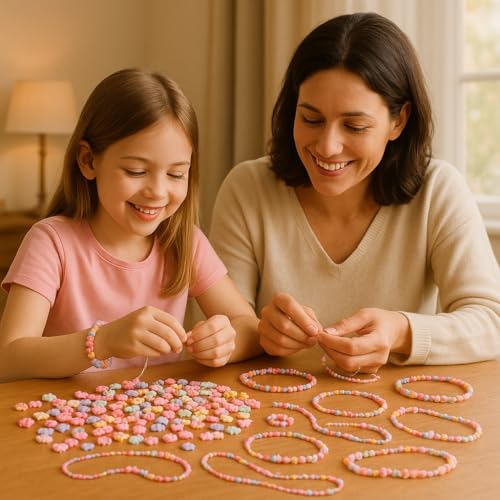 Image of ambitieux Bracelet Making Craft Kit 12 Types of Colorful 400+ pcs of Plastic Beads with Elastic -(Colorfull with 8 mm) (Multicolor 4)